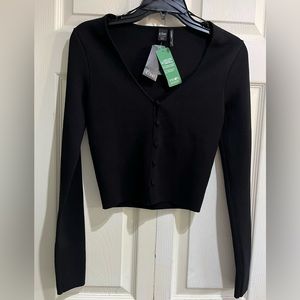 Icône Long Sleeves Black Cropped cardigan in Size XS